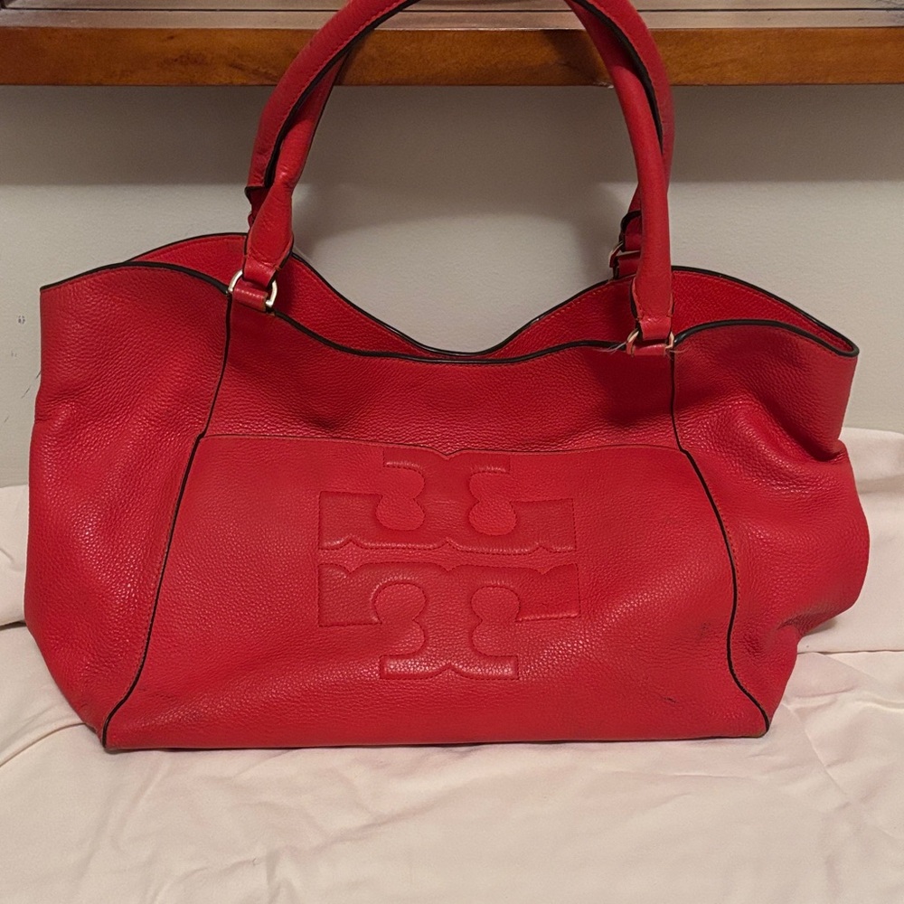 Red Leather Tote Bag